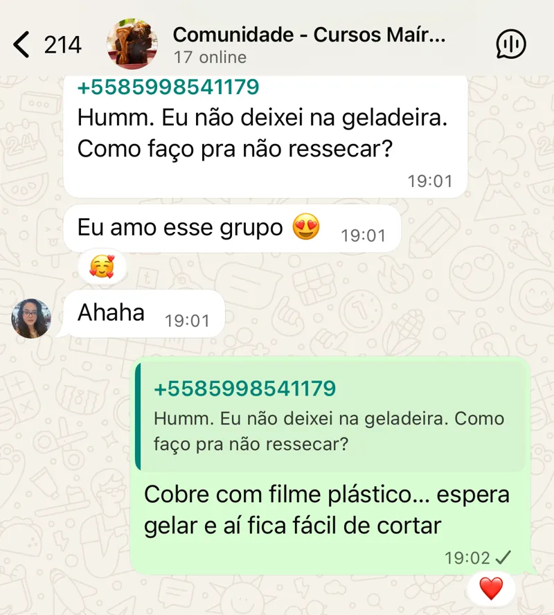 Print do grupo exclusivo de alunos no WhatsApp