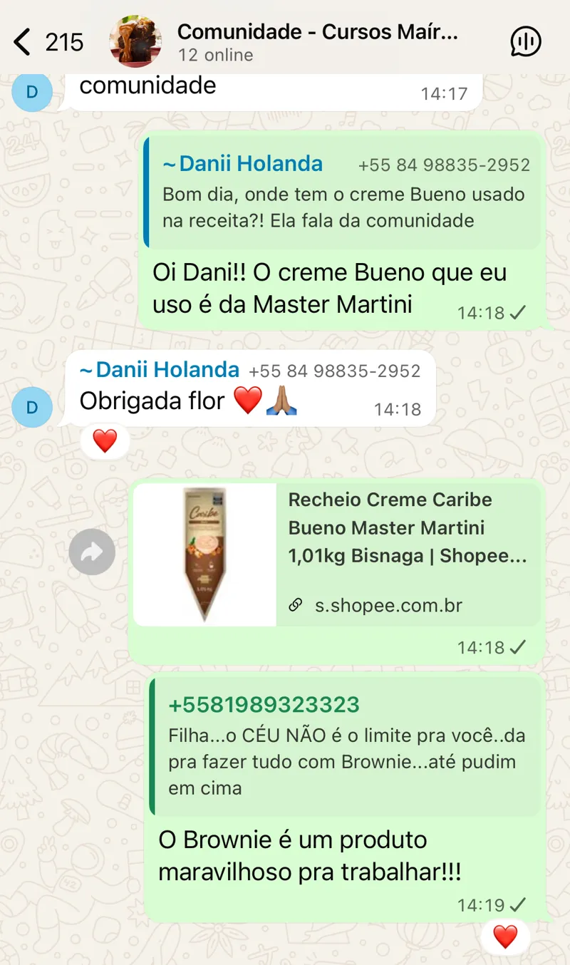 Print do grupo exclusivo de alunos no WhatsApp