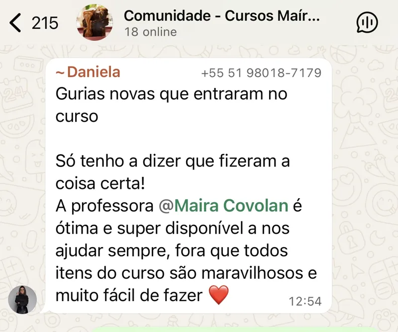 Print do grupo exclusivo de alunos no WhatsApp