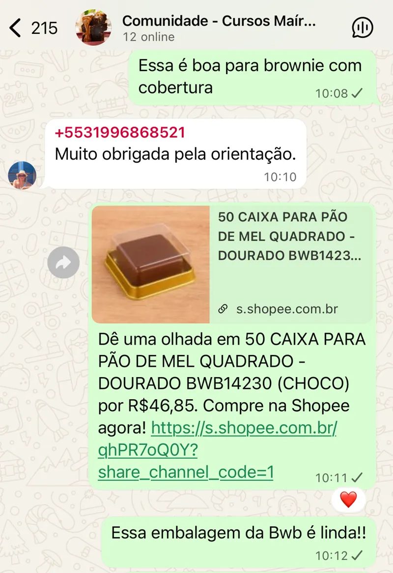 Print do grupo exclusivo de alunos no WhatsApp