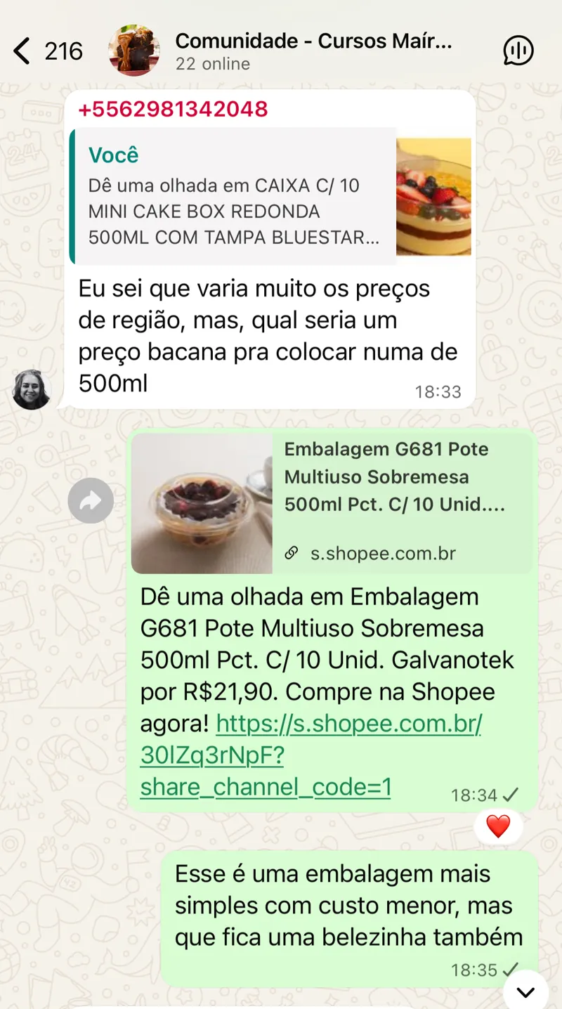 Print do grupo exclusivo de alunos no WhatsApp