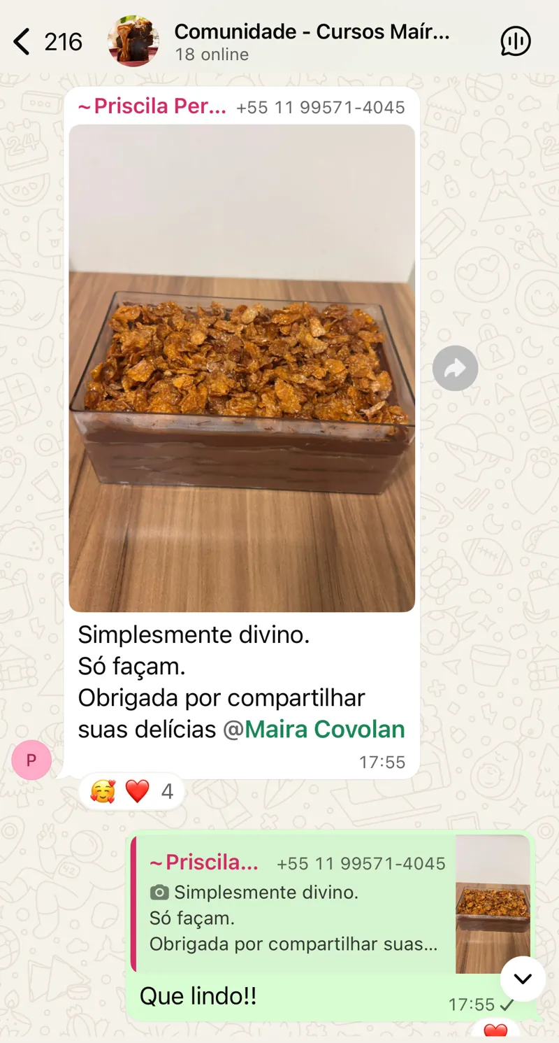 Print do grupo exclusivo de alunos no WhatsApp